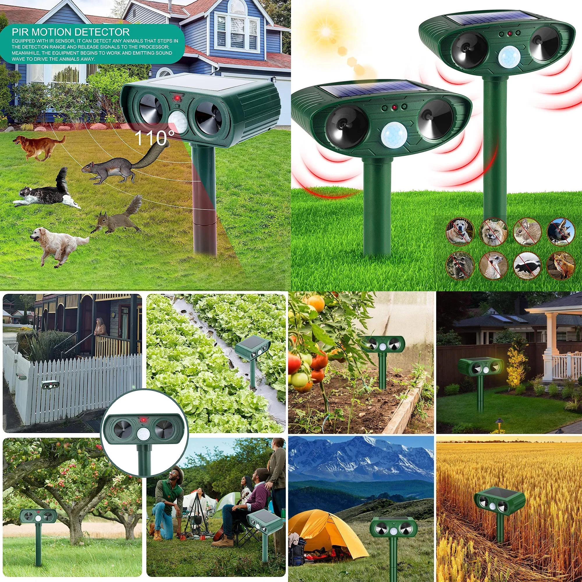Solar Infrared Induction LED Ultrasonic Animal Repellent 2