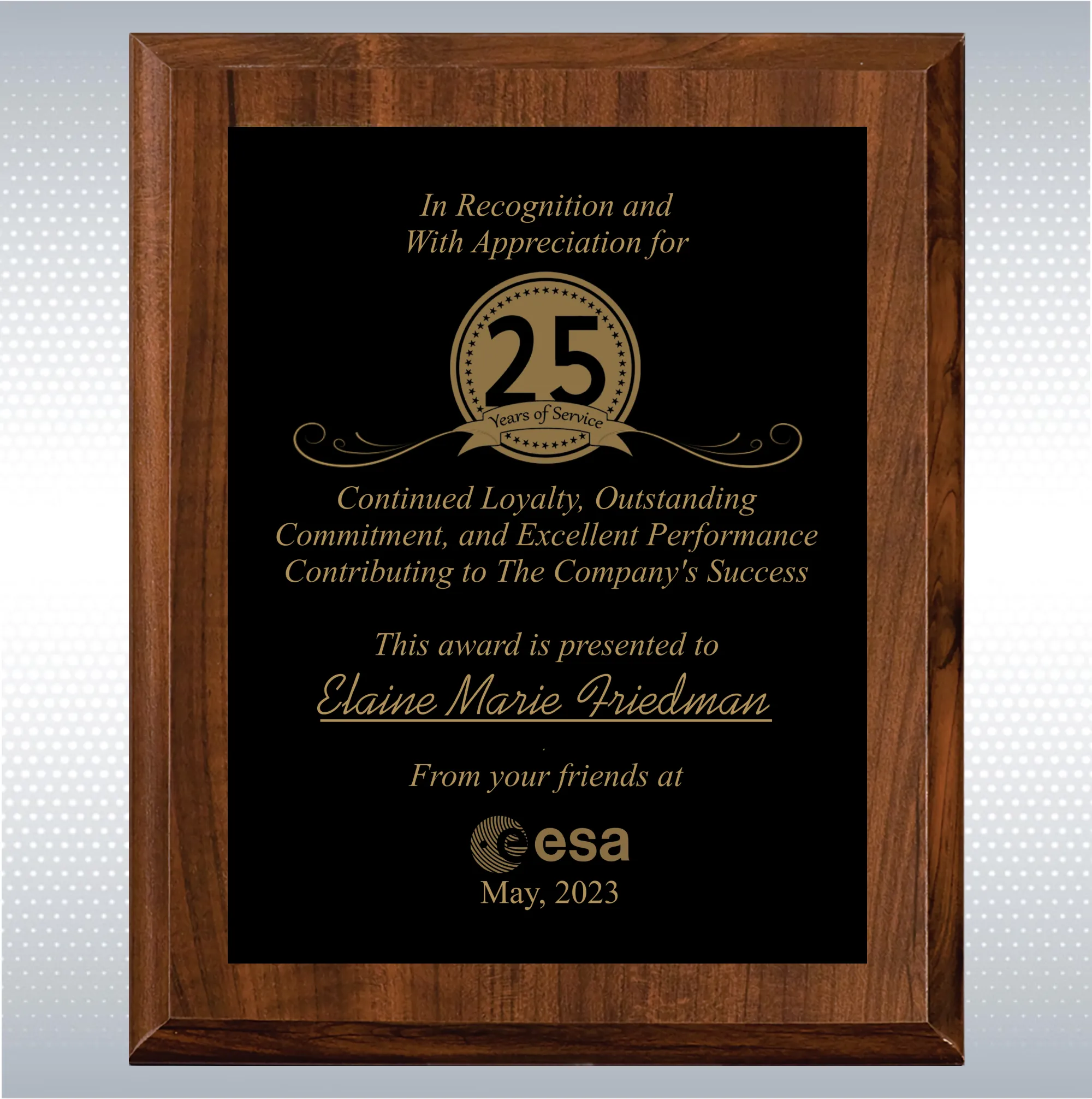 Cherry Finish Years of Service Gift Award 11