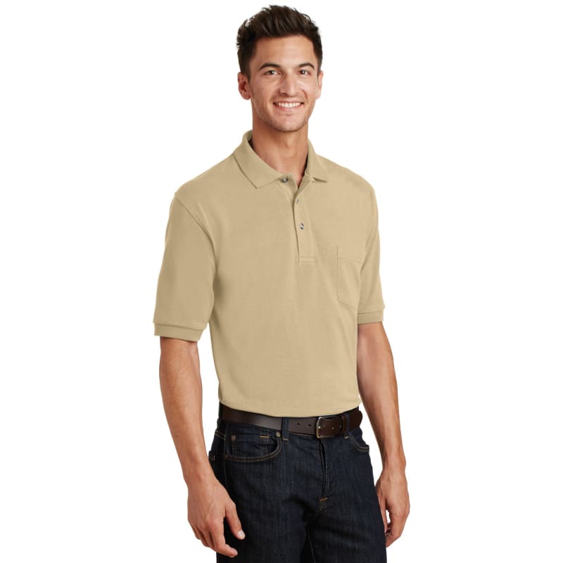 Port Authority Heavyweight Cotton Pique Polo With Pocket. 19