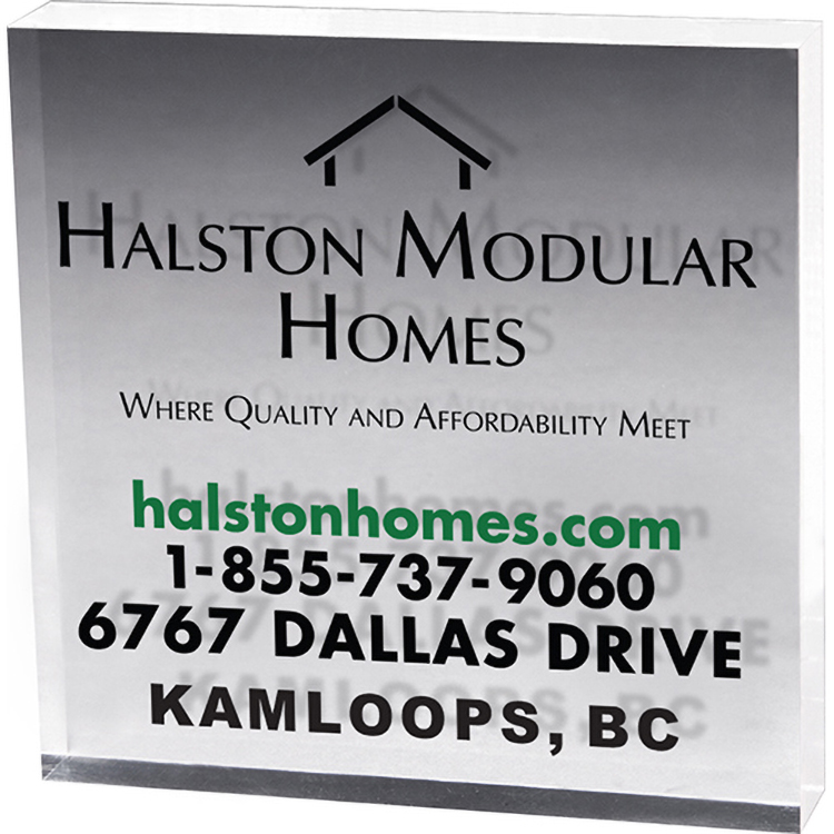 Clear Square Acrylic Paper Weight (4"x 4"x 3/4") Screen-printed