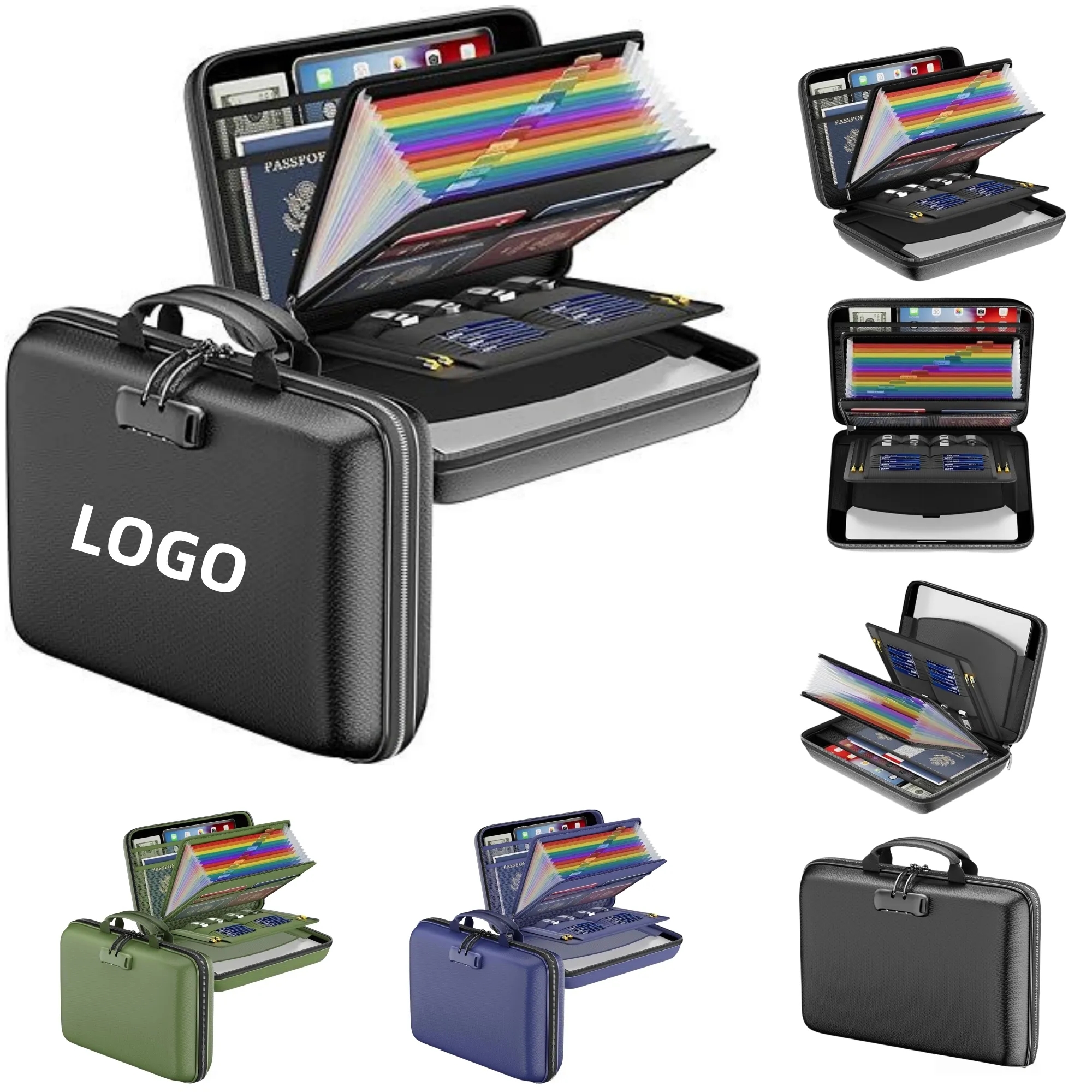 Combination Lock Fireproof Handheld Document Bag 3