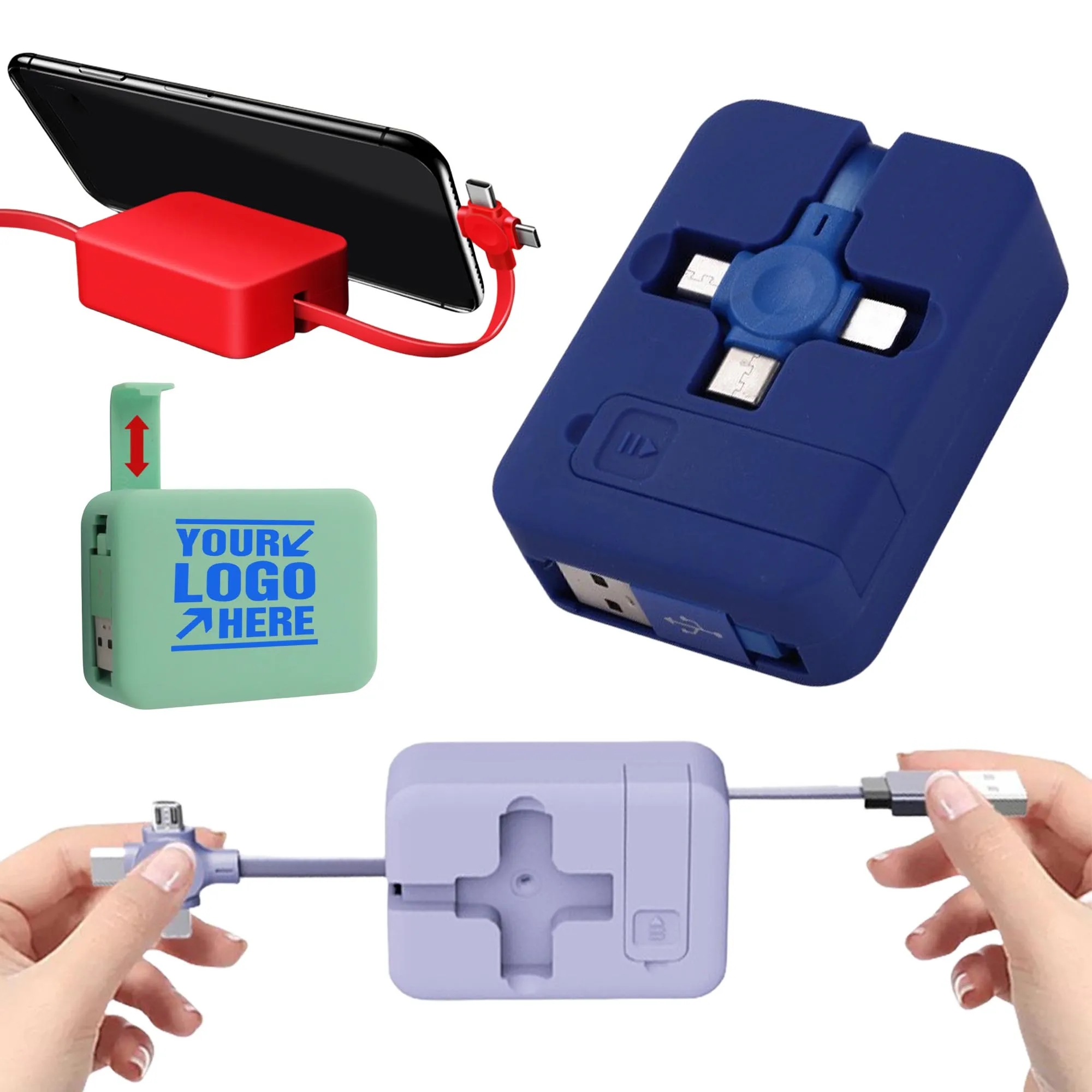 Retractable Phone Holder Charging 3 in 1 Cable Universal Cha 8