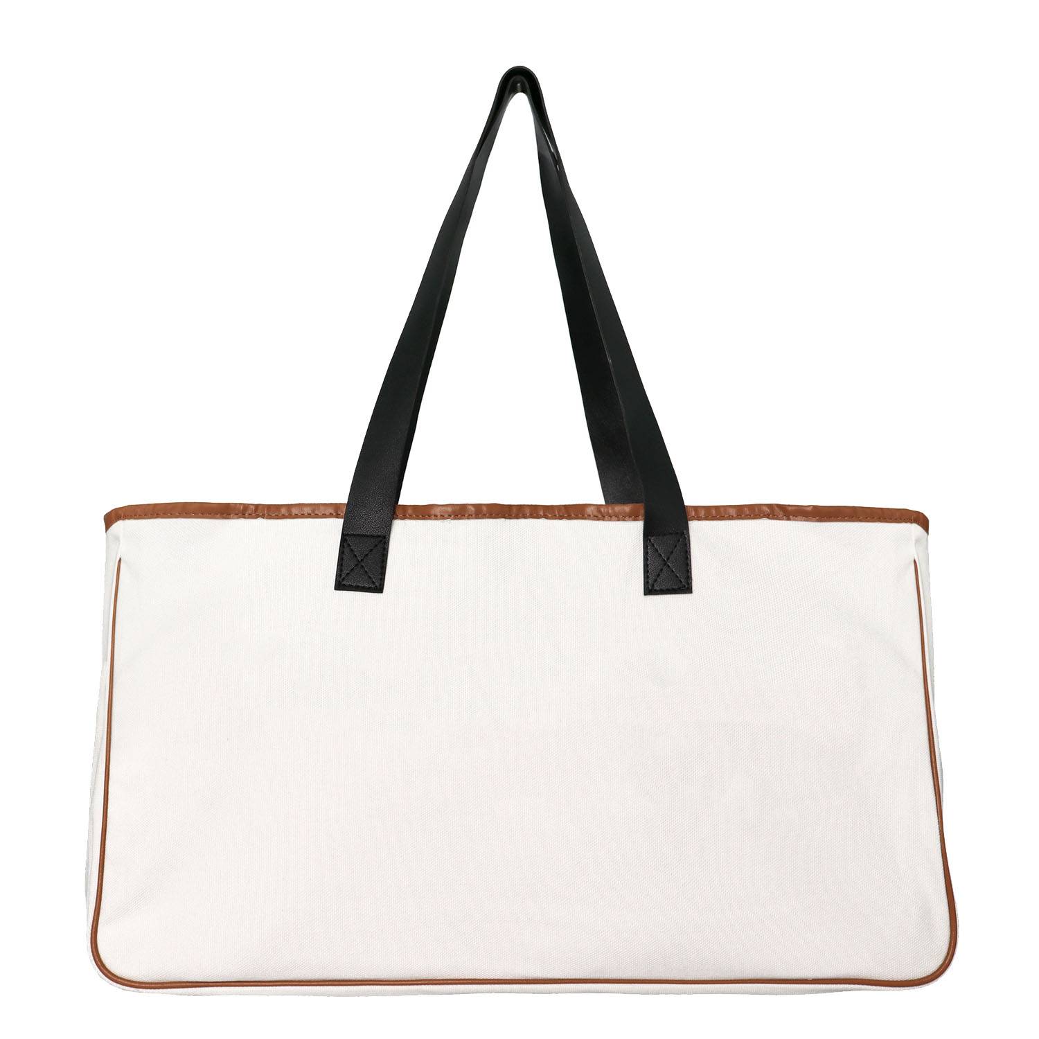 Canvas Tote Bag W/ Leather Handle, custom tote bag with logo imprint 2