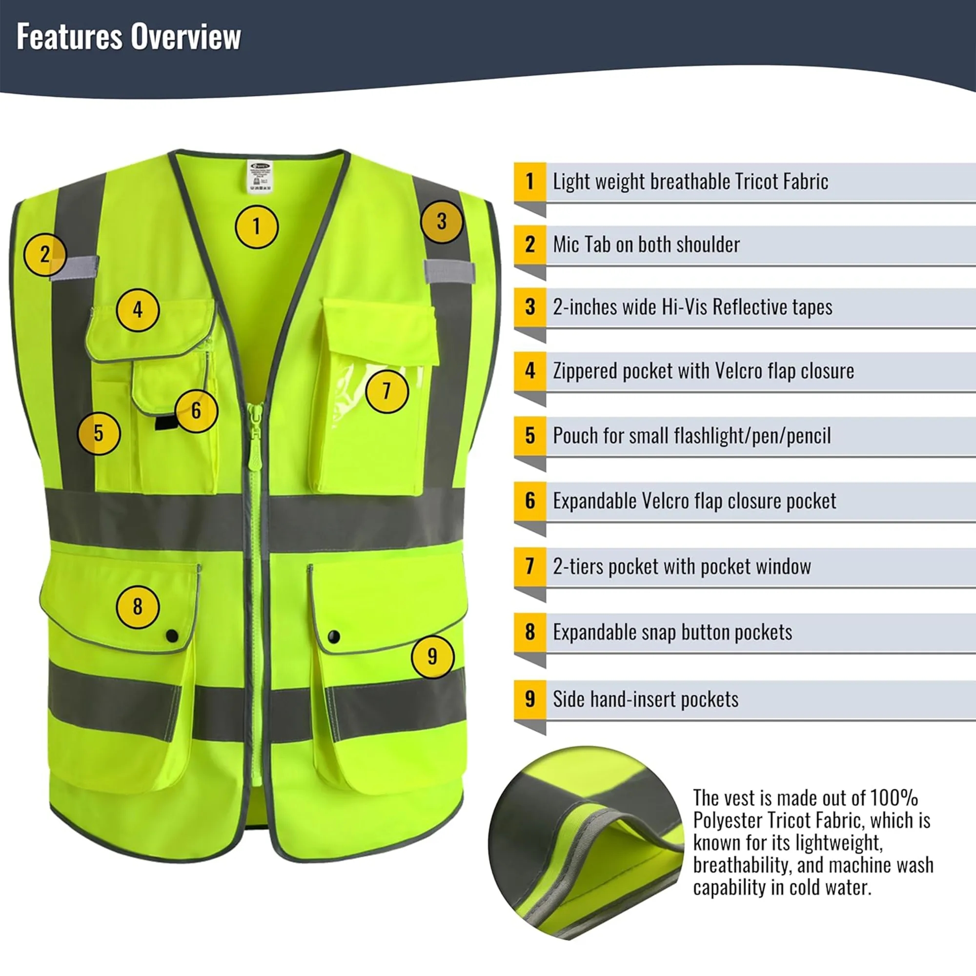 High-Visibility Safety Vest With Multiple Pockets 4