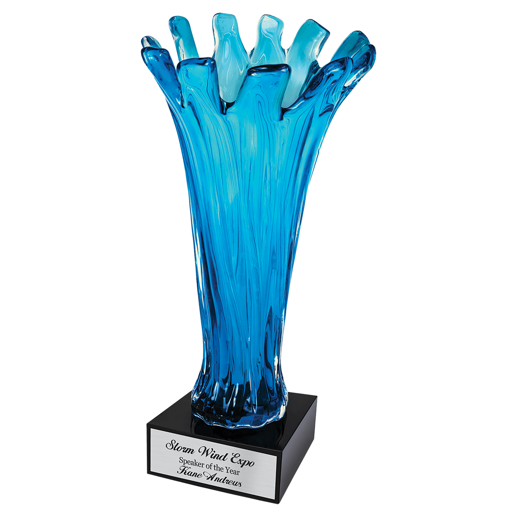 12.5" Blue Cup Art Glass 1