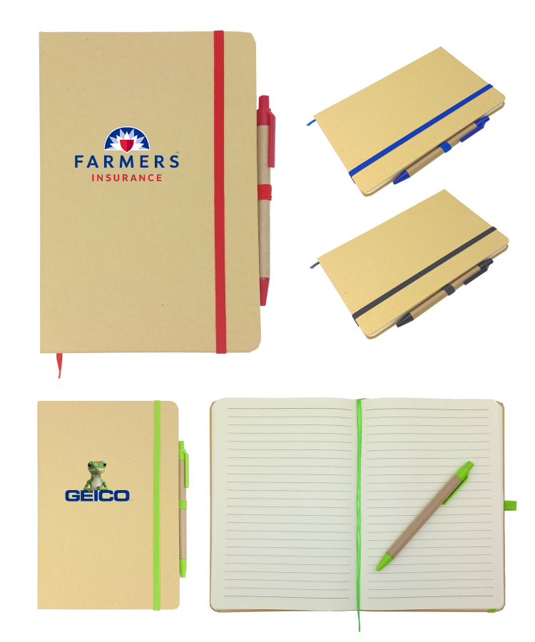 Union Printed - classic style notebook with kraft paper cover and kraft paper ball pen. 2