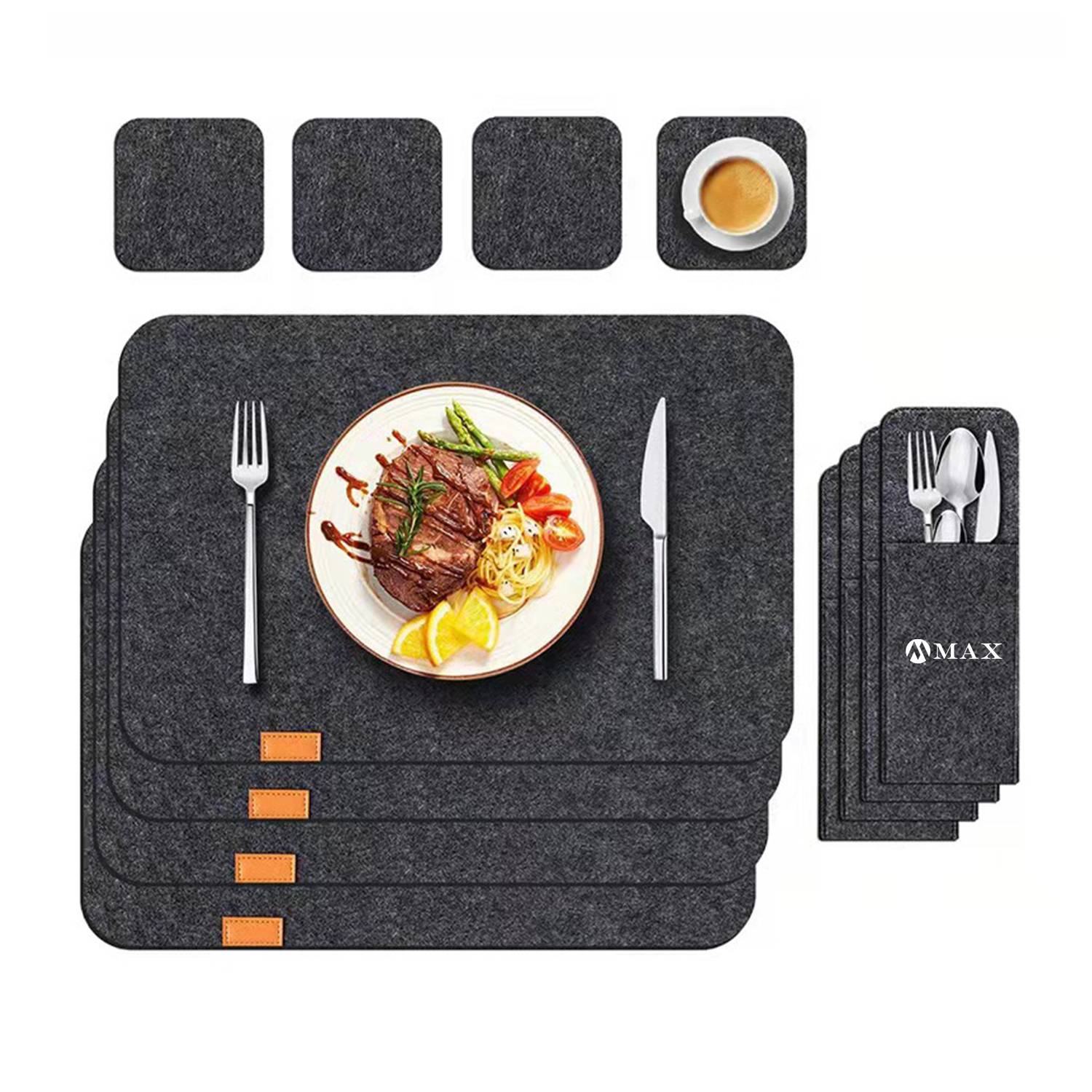Absorbent Insulated Knife Fork Pouch Placemat Set 3