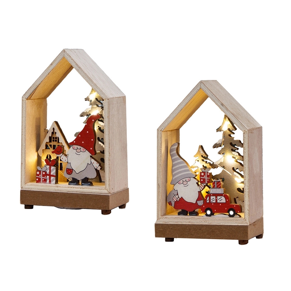 Christmas Wood Cutouts Pendants With Led Lights 10