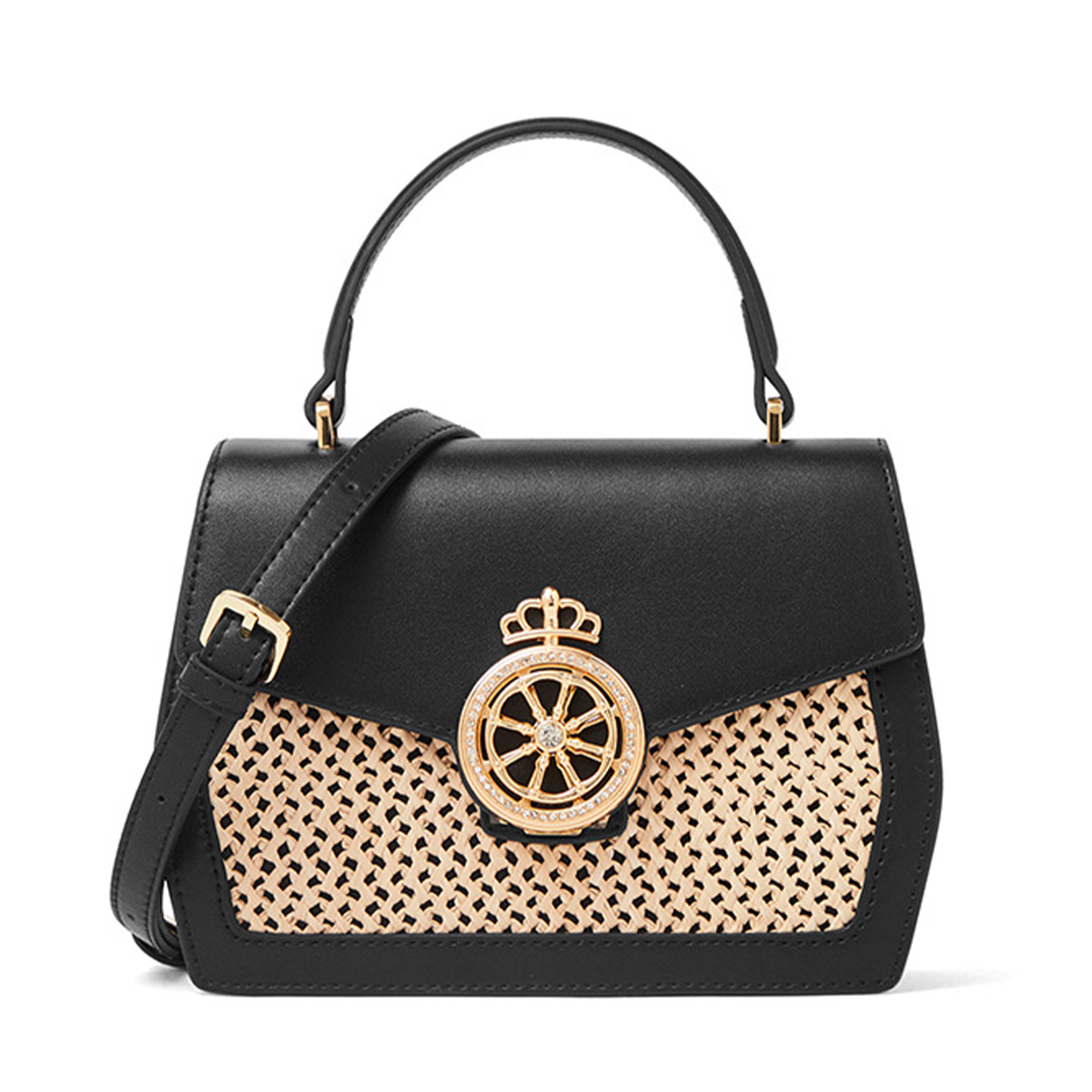 Genuine Leather Raffia woven cross-body carry-on bag 2