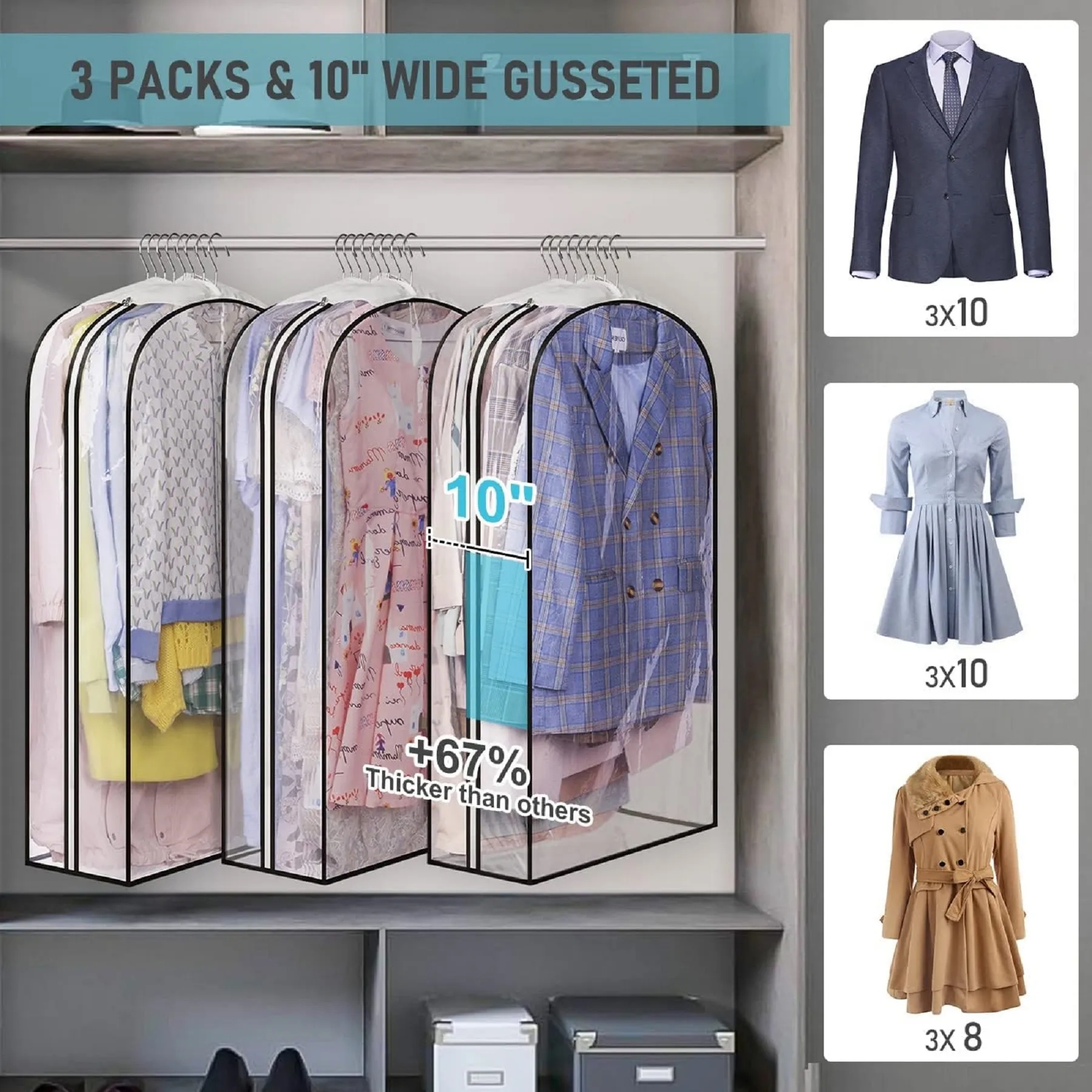 40" Suit Bags for Closet Storage Hanging Clothes 4