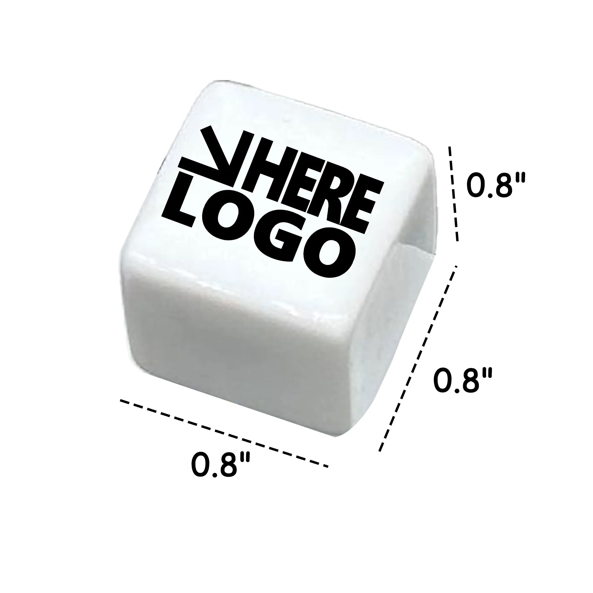 MOQ 100 Dice 0.8" Acrylic White Custom 2