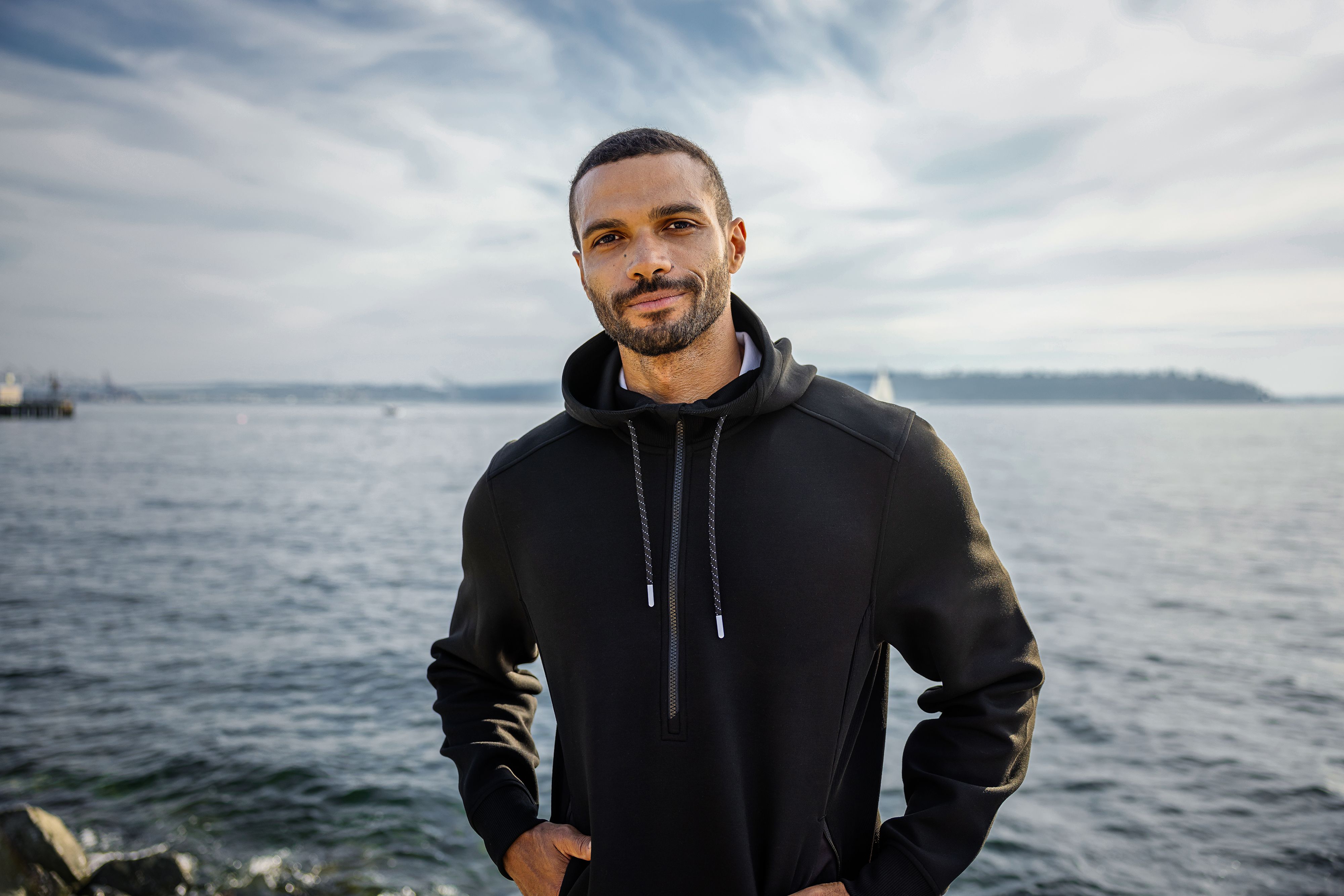 Roam Eco Half Zip Recycled Mens Hooded Pullover