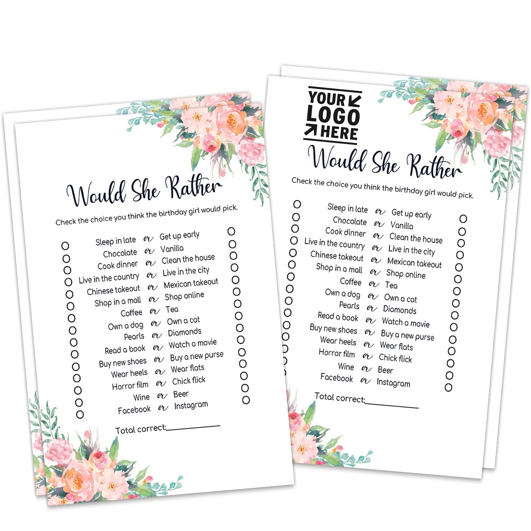 20Pcs Birthday Game Card Set 2