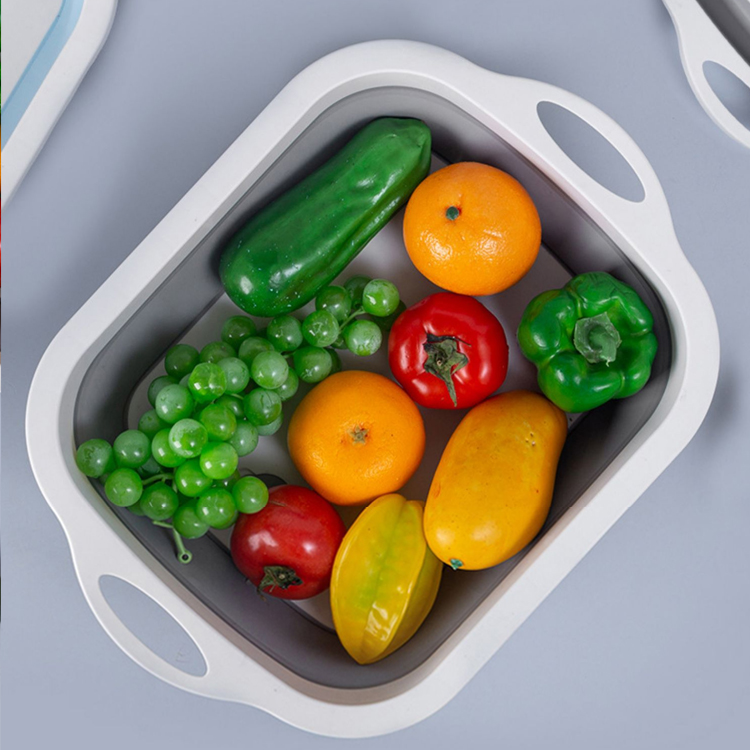 Collapsible Multifunction Chopping Board with Colander Storage Basket 5