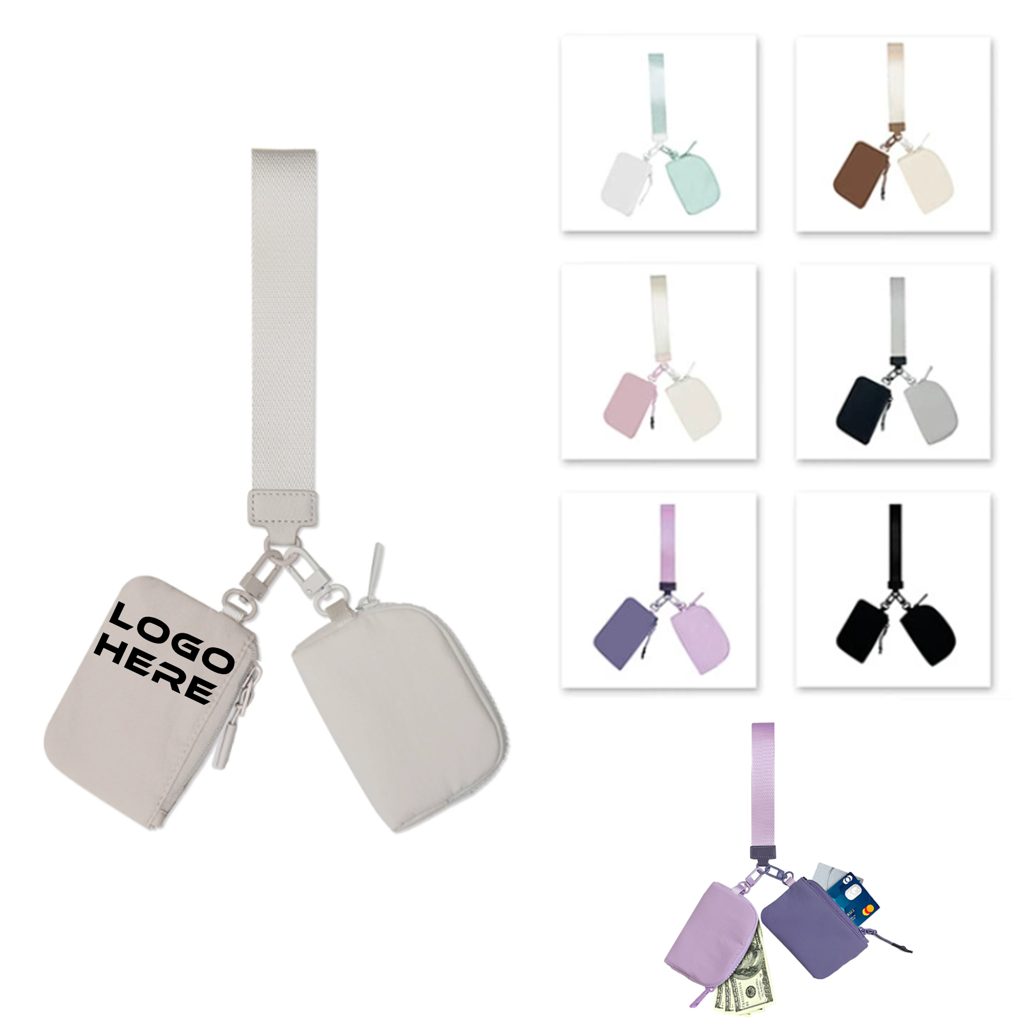 Mini Zip Dual Pouch Keychain Wallet 2
