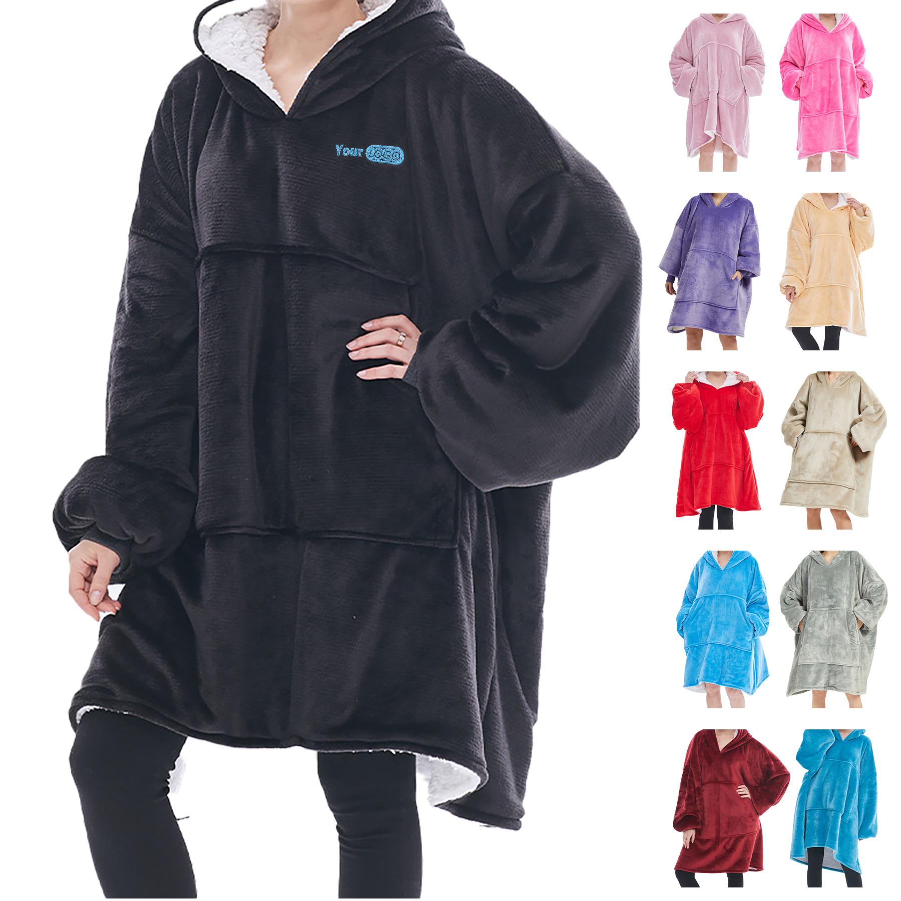 Flannel Hooded Lazy Blanket 1