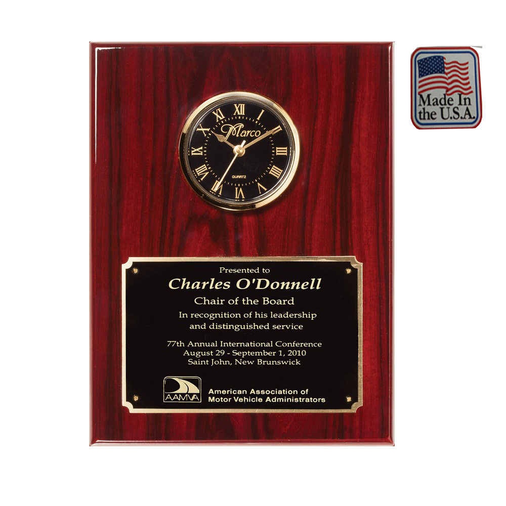 Quartz Clock Plaque Made in USA. 1