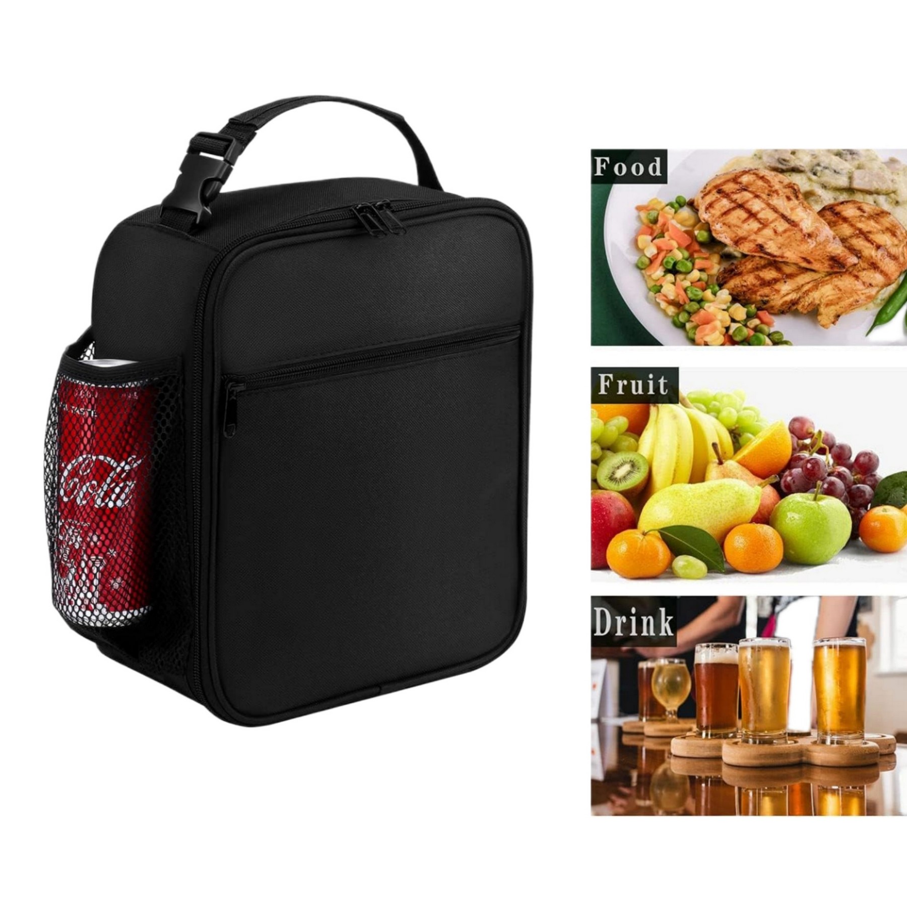 Portable Insulated Lunch Bag with Bottle Pocket 4