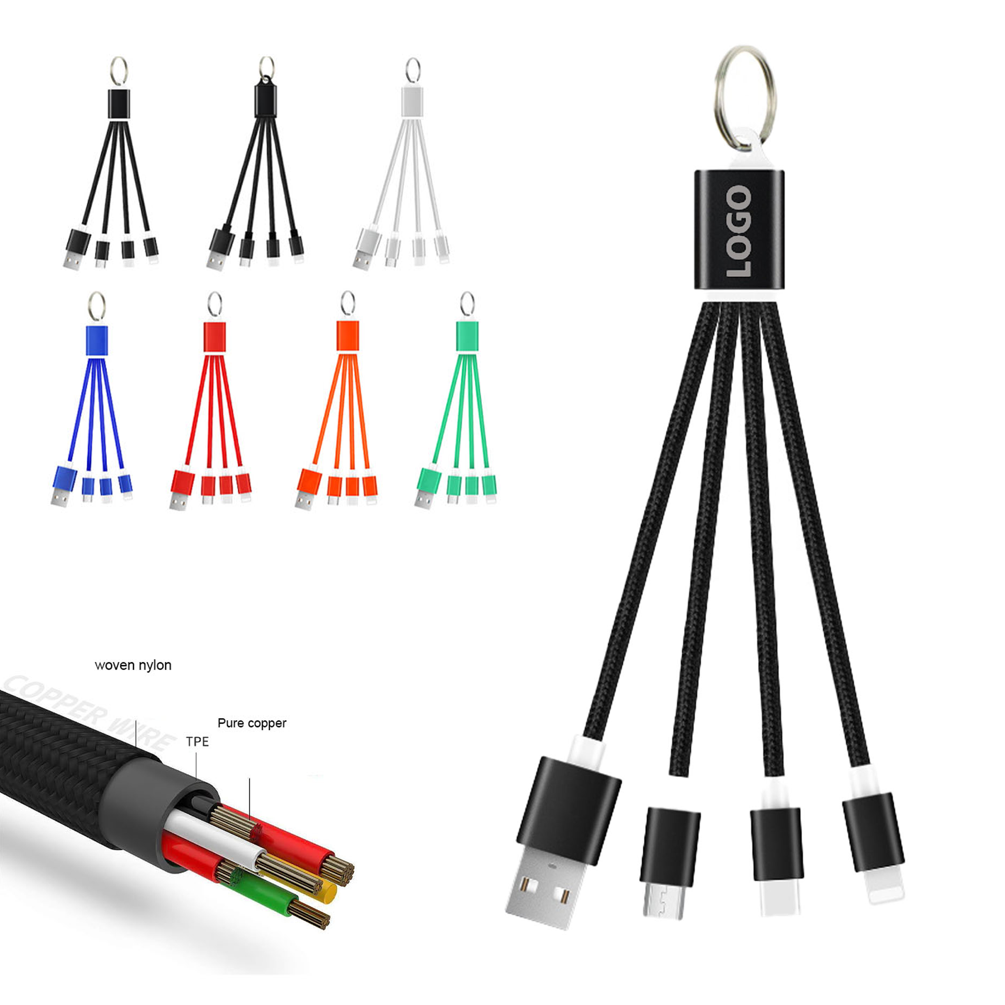 MOQ 20 Multi USB-C Keychain Charger 2
