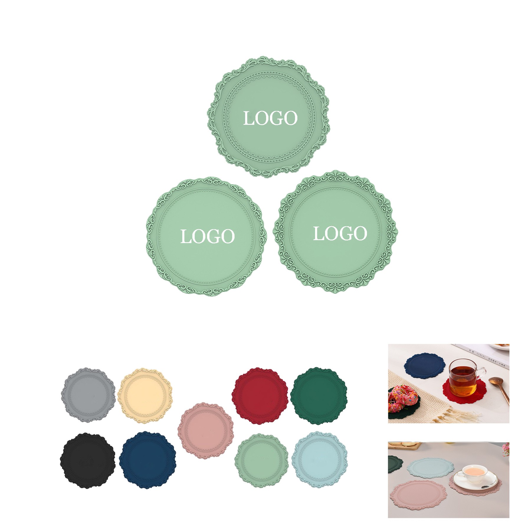 Embossed Lace Silicone Drink Coasters