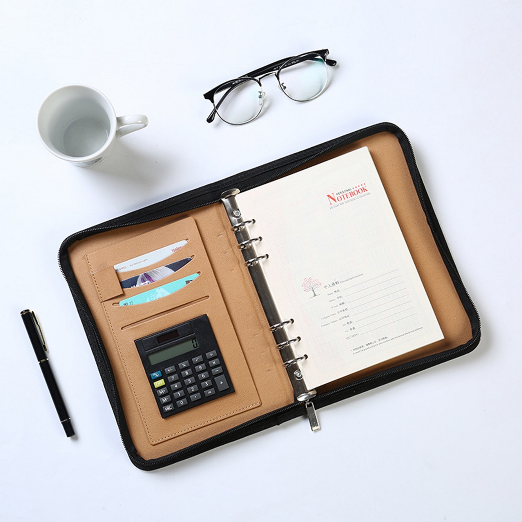 A5 Business Resume Zippered Padfolio Folder 5