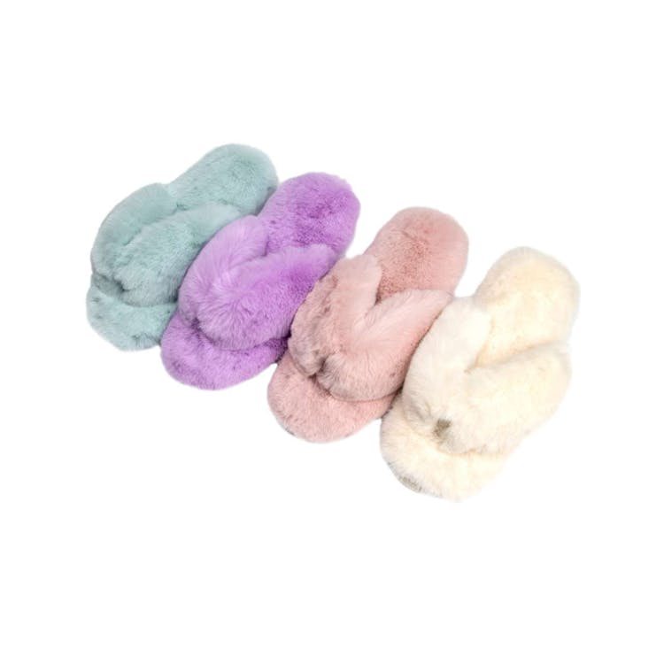 Women's Cute Plush Indoor House Slippers with Contrast Trimming Assorted S-XL 1