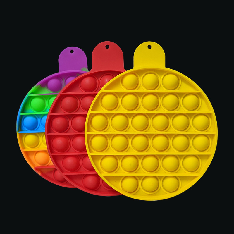 Round Rainbow Push Bubble Fidget Sensory Silicone Toy 2