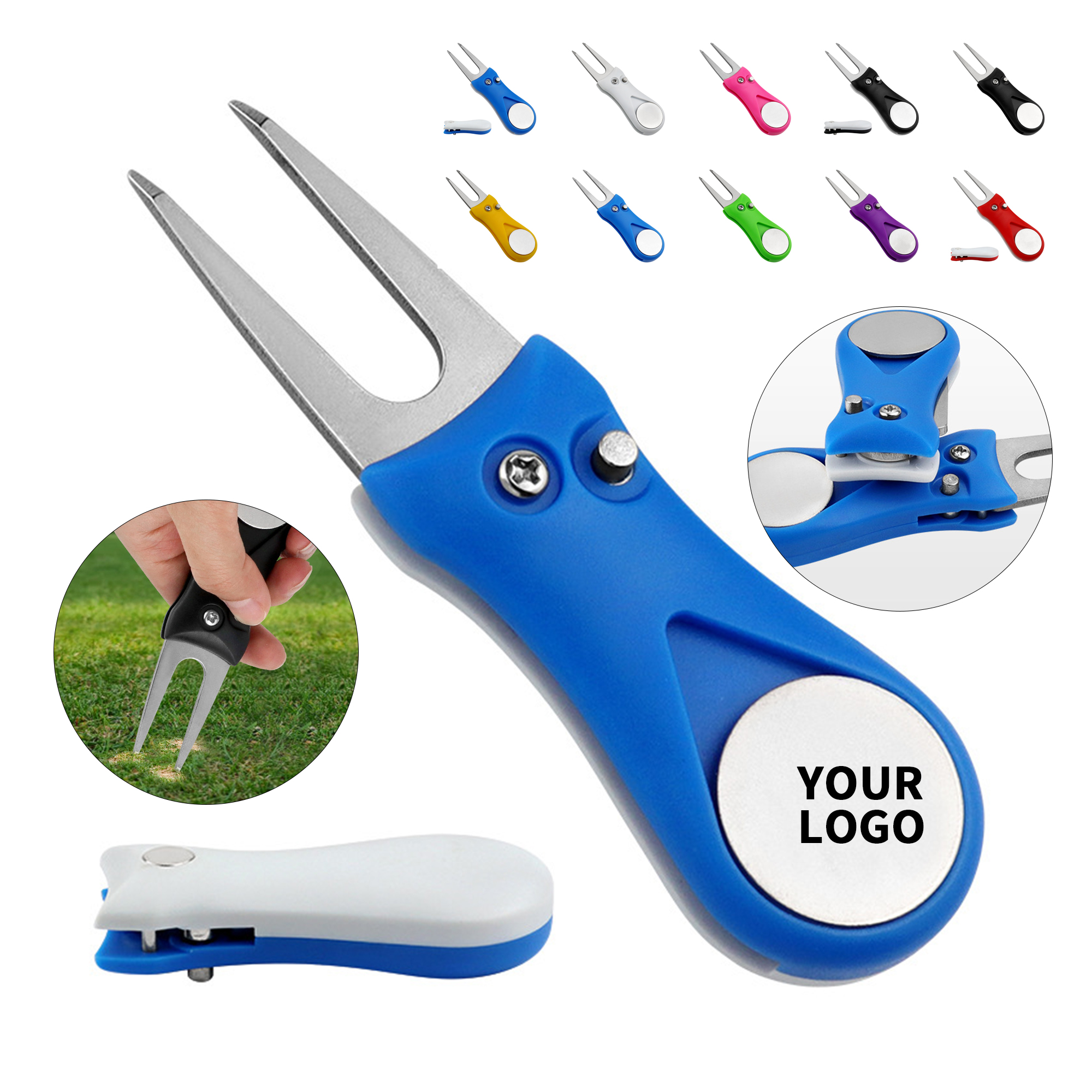Foldable Golf Divot Repair Tool With Magnetic Marker 2.75" By 1.2" 11