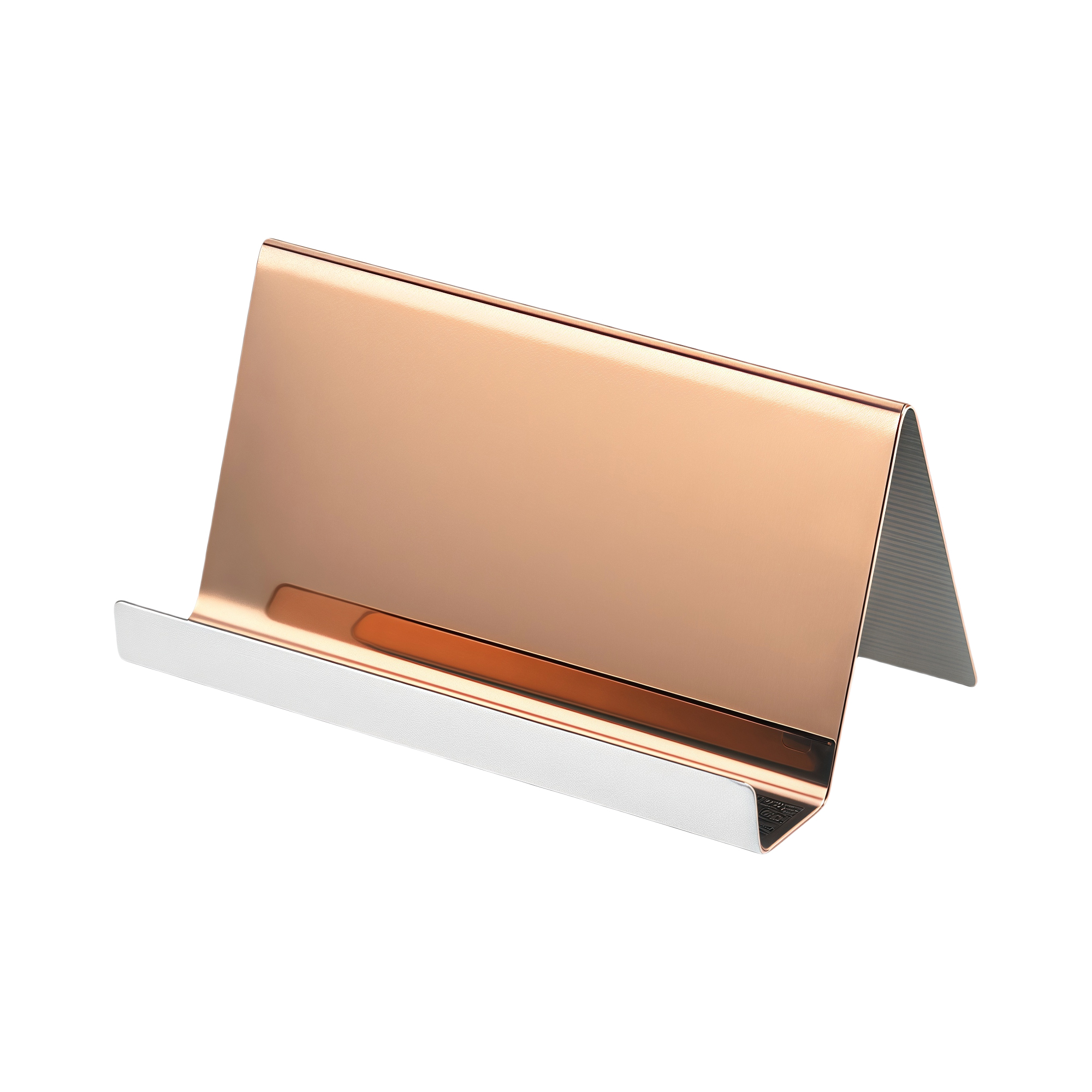 Stainless Steel Business Card Holder for Desk - Creative Office Nameplate Card Stand with Phone Slot 2