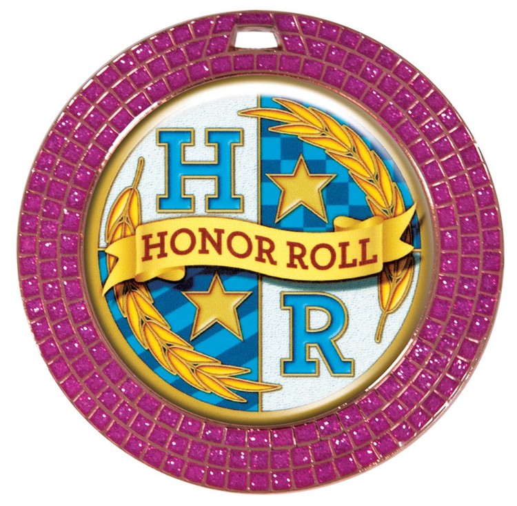 Express Vibraprint™ Pink Glitter Insert Medal (2-3/4") 1