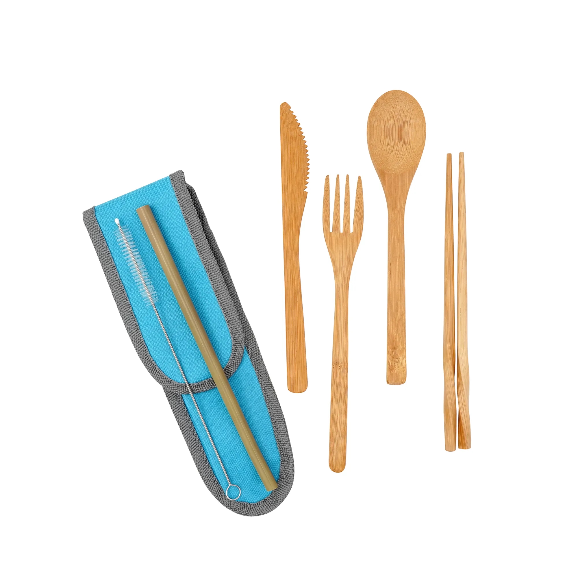 Custom Logo Bamboo Tableware Portable Set Outdoor Camping 3