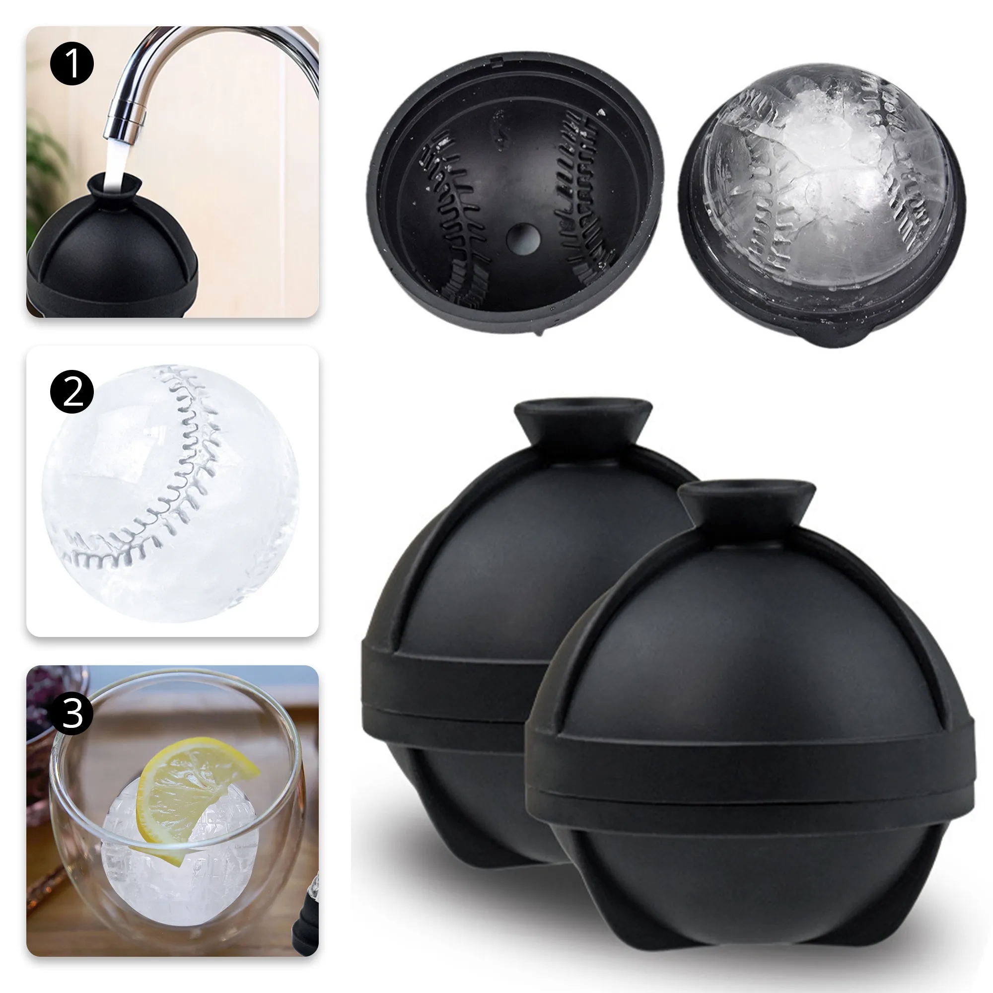 2.5" Baseball Ice Ball Cube Mold