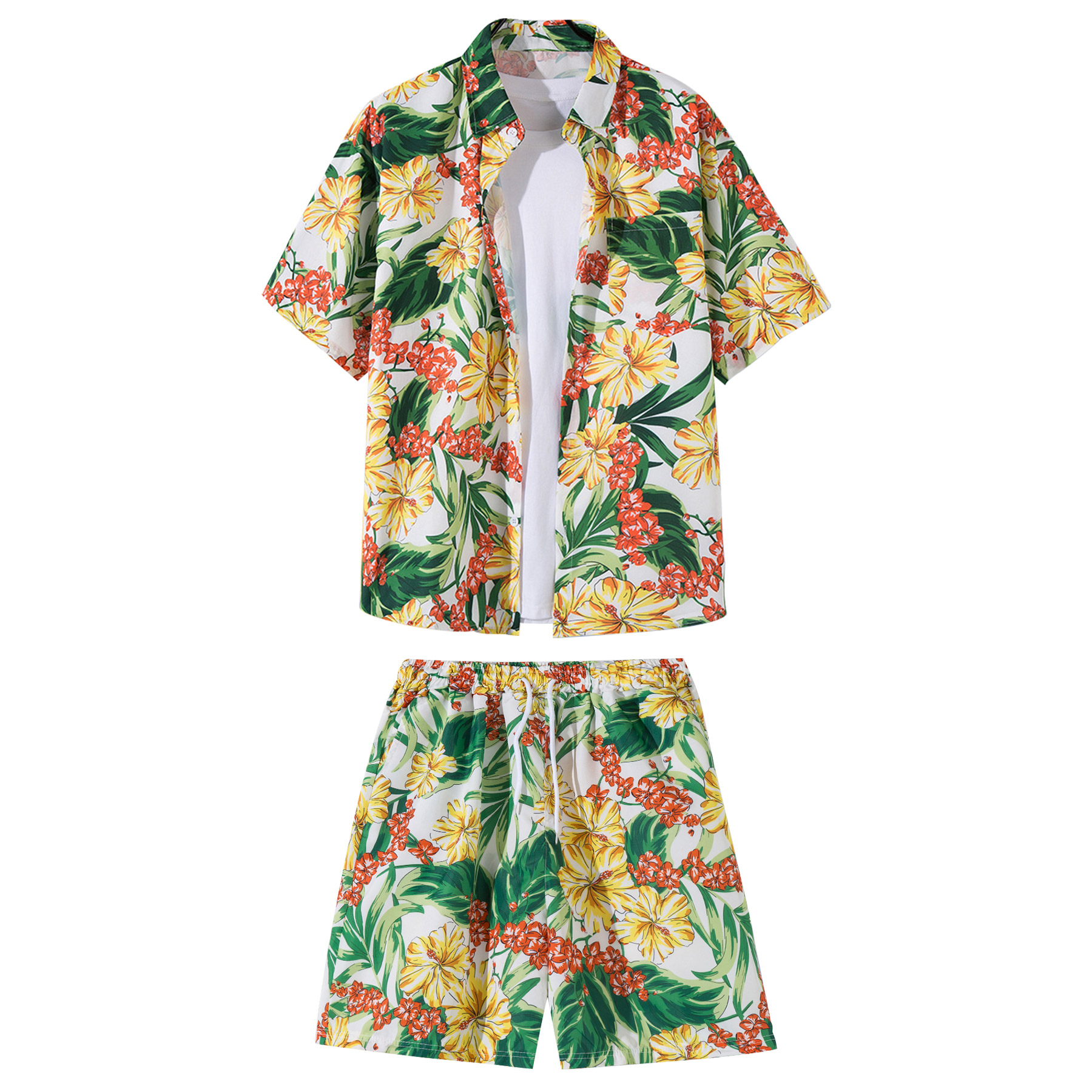 2 Pieces Hawaiian Shirts And Shorts Sets 10