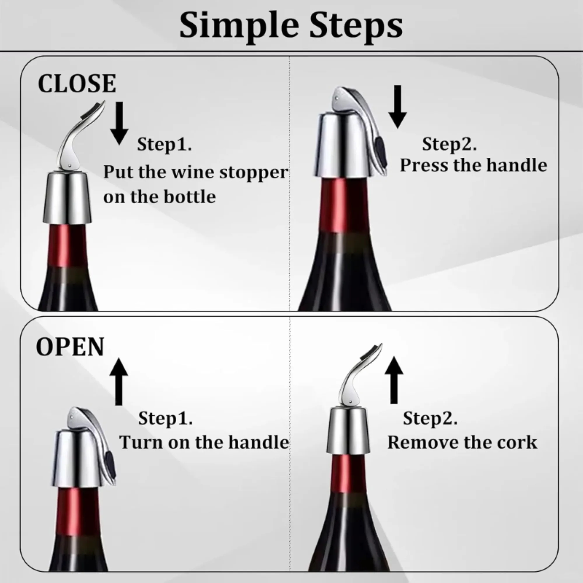 Wine Preservation Lever Stainless Steel Wine-Stopper 2