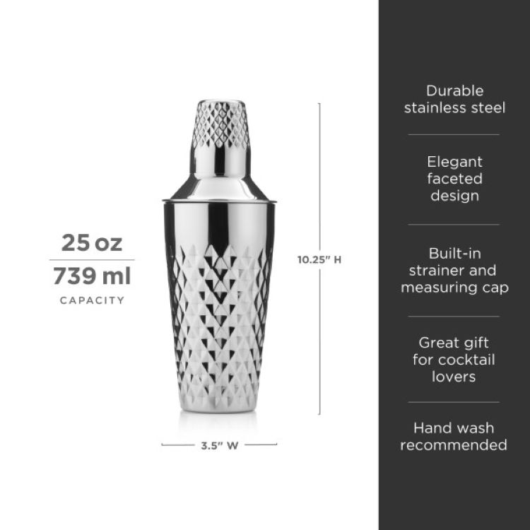 Viski® Stainless Steel Faceted Cocktail Shaker 6