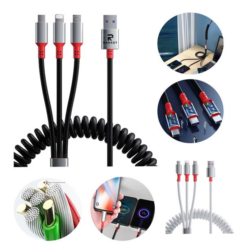 3 in 1 Retractable Charging Cord Multi USB Cable 3