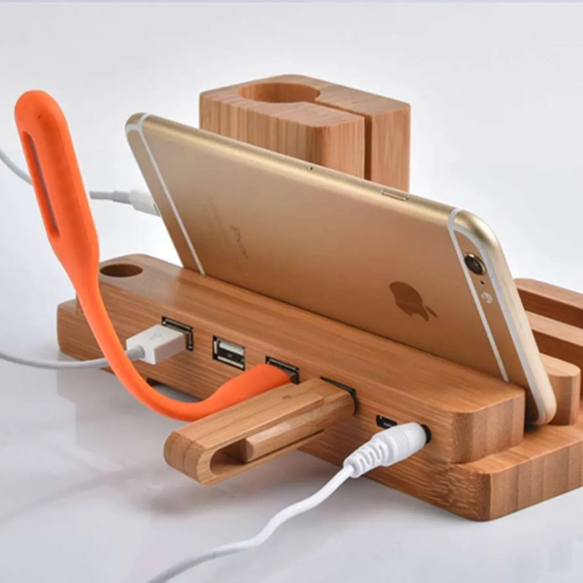 Bamboo Multi-Device Charging Dock & Organizer 2