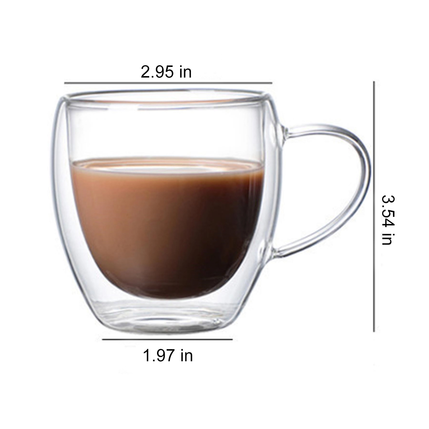 8.5oz Double Walled Coffee Glass Mug w/ Handle 5