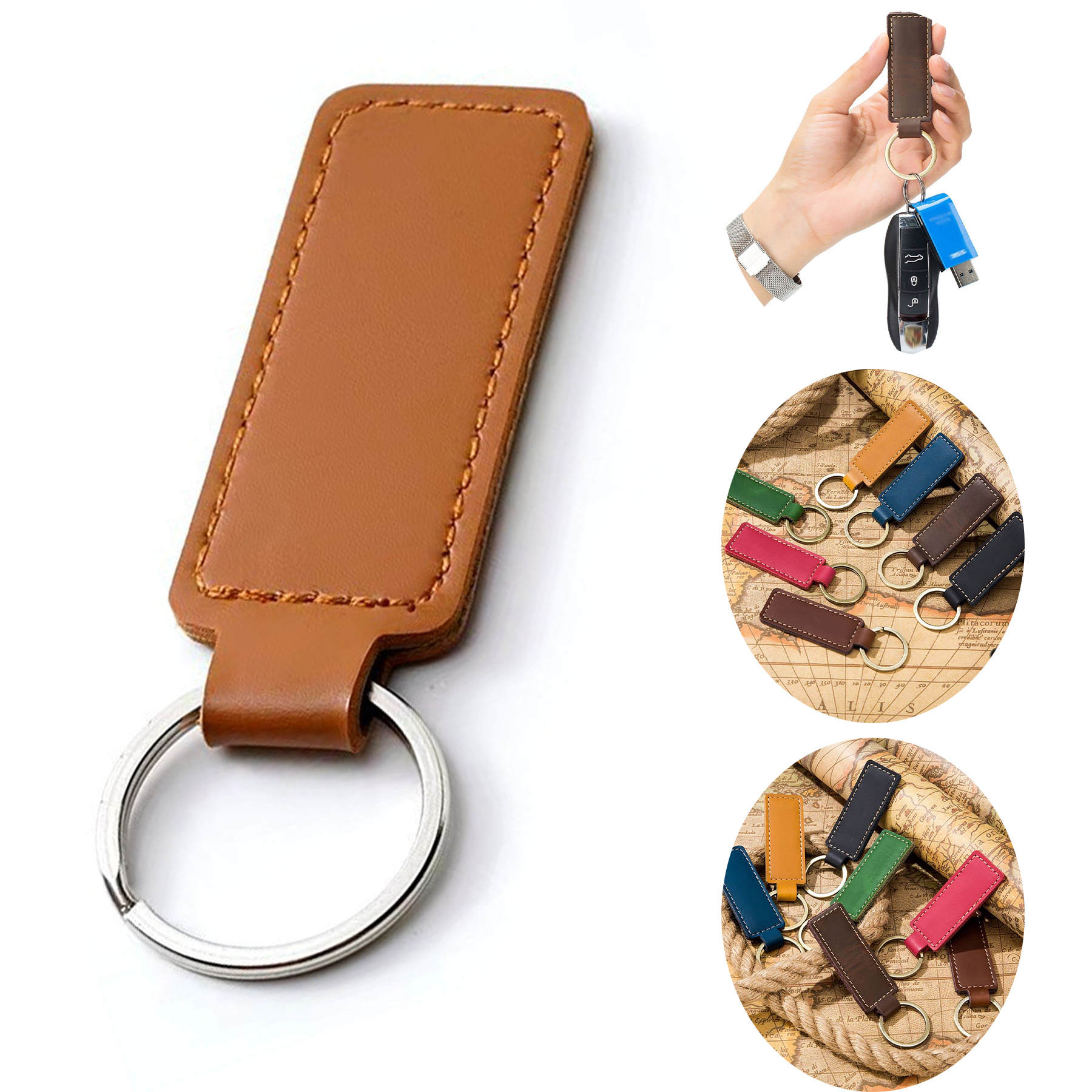 Leather Keychain Key Ring Clip 2