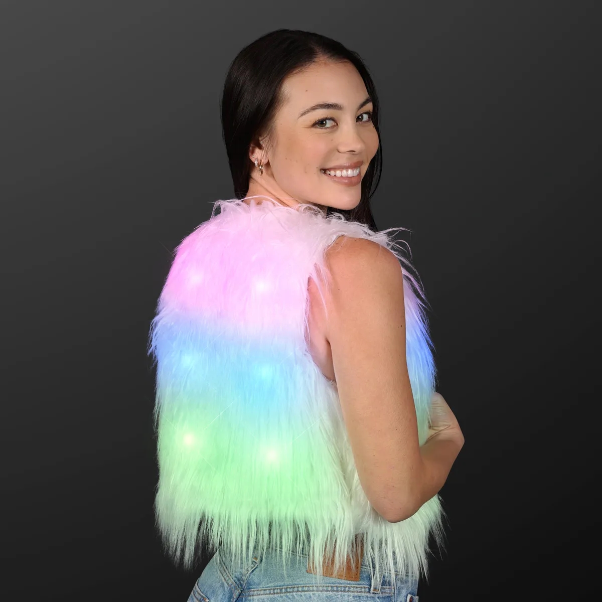 Small Faux Fur Vest LED Festival Fashion 3
