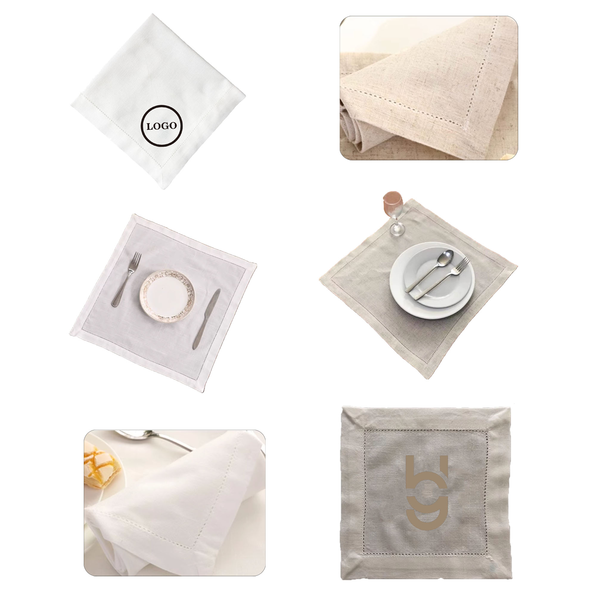 MOQ50 Linen Napkins With Silk Threads 2