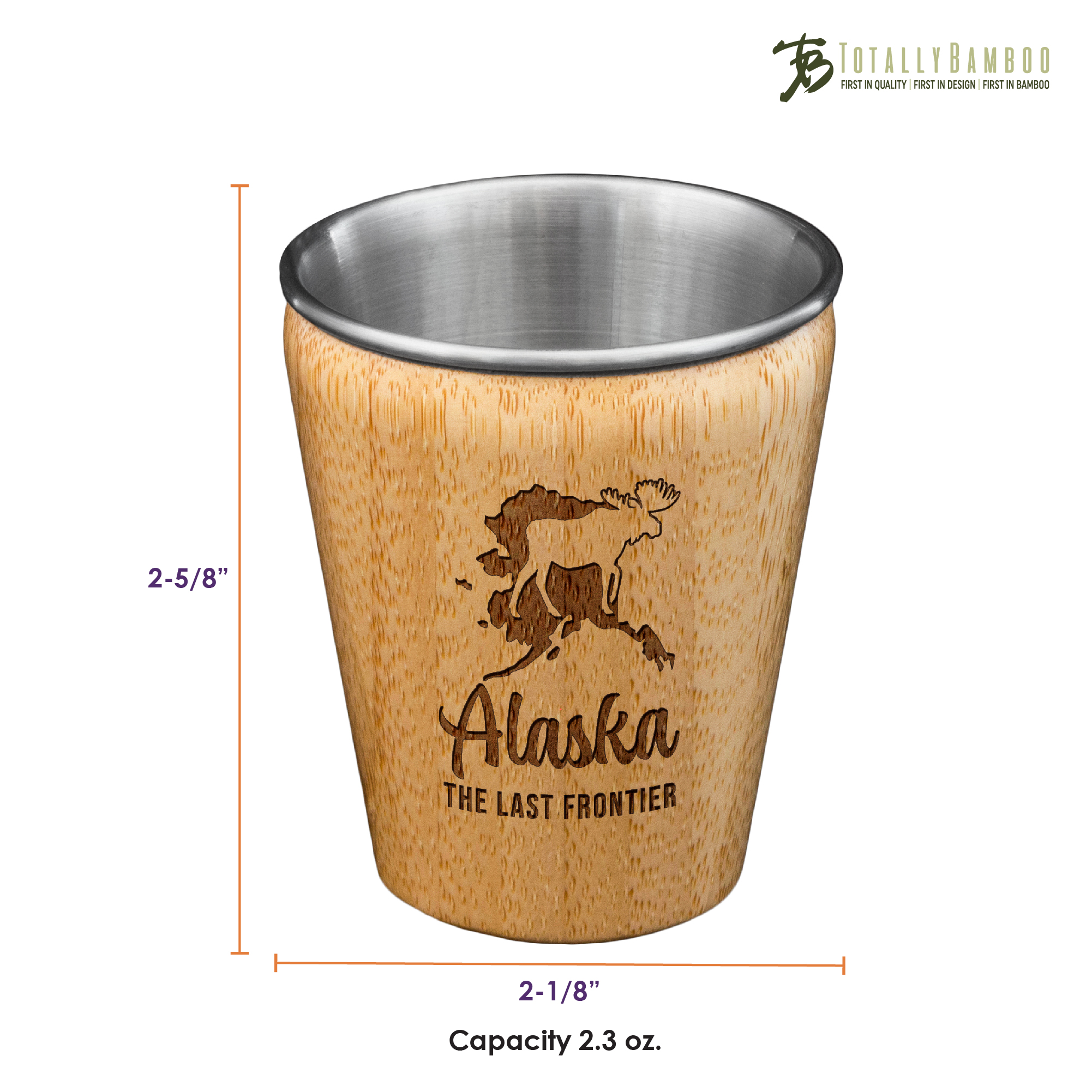 Alaska State Bamboo and Stainless Steel Shot Glass 1