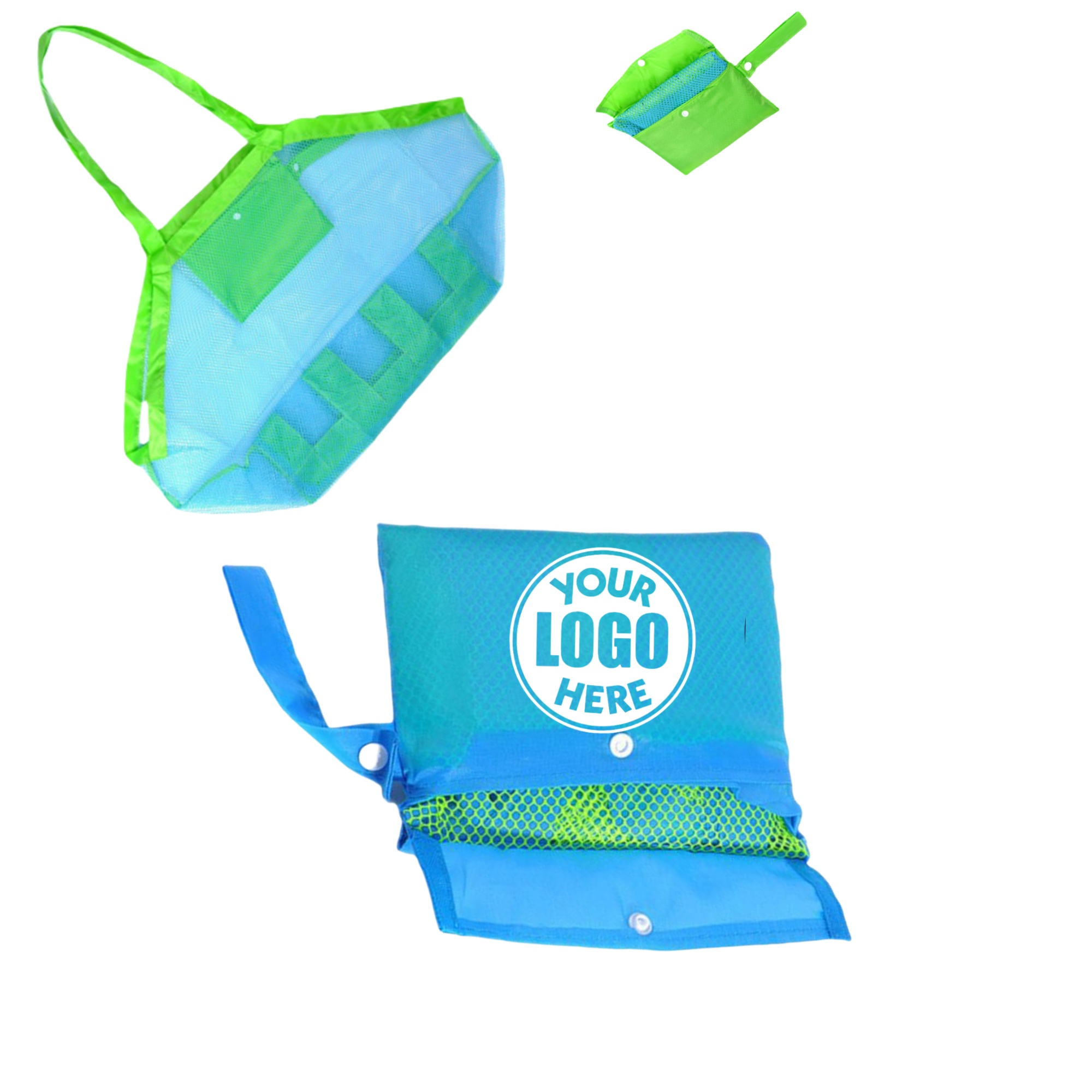 Foldable Beach Mesh Tote Bag, custom tote bag with logo imprint 2