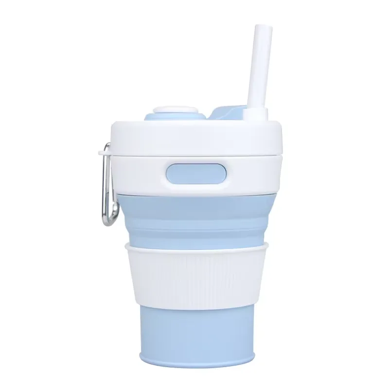 15 Oz. Portable Silicone Foldable Sippy Cup W/Drinking Straw 13