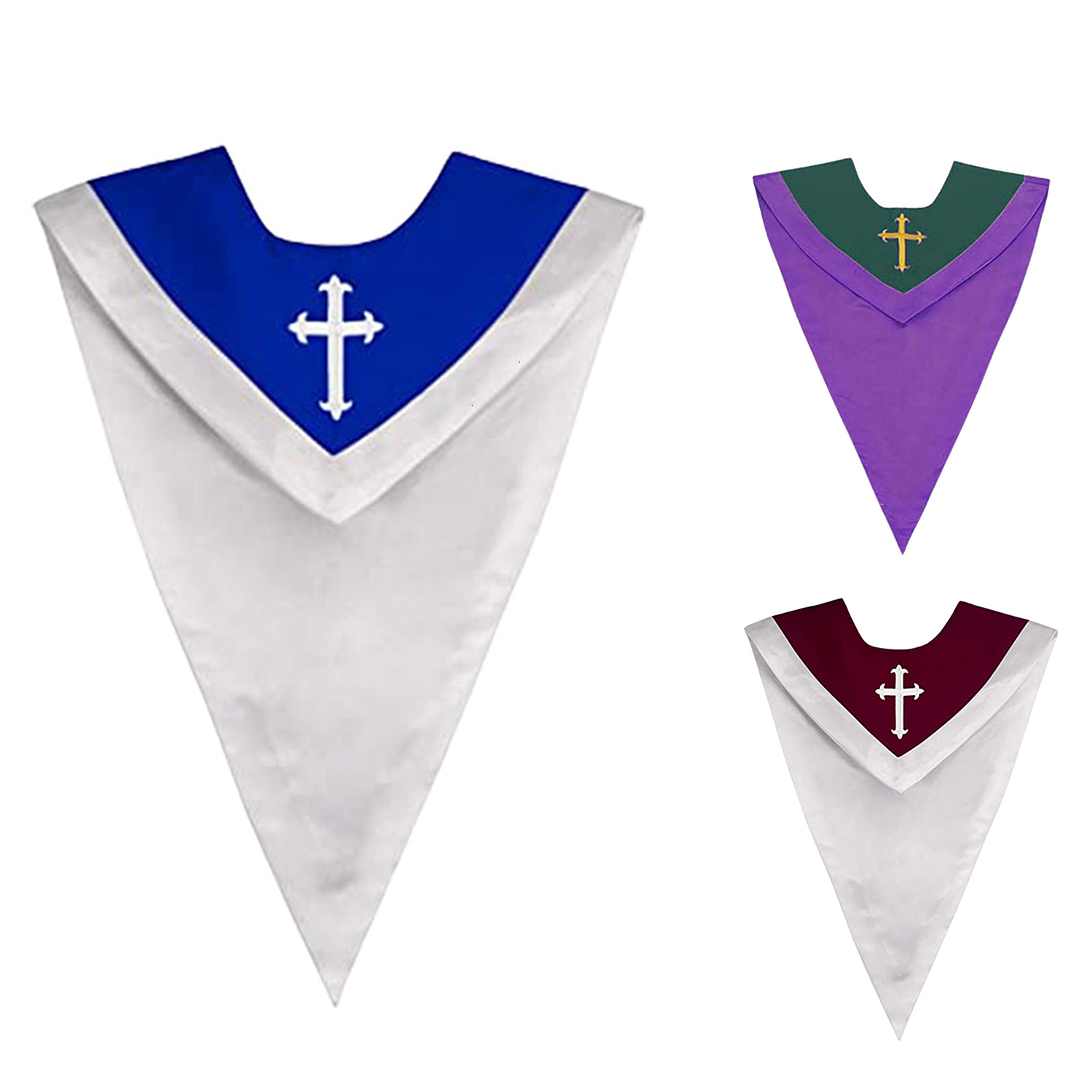 Two-Tone V Shape Sash Choir Stole 6