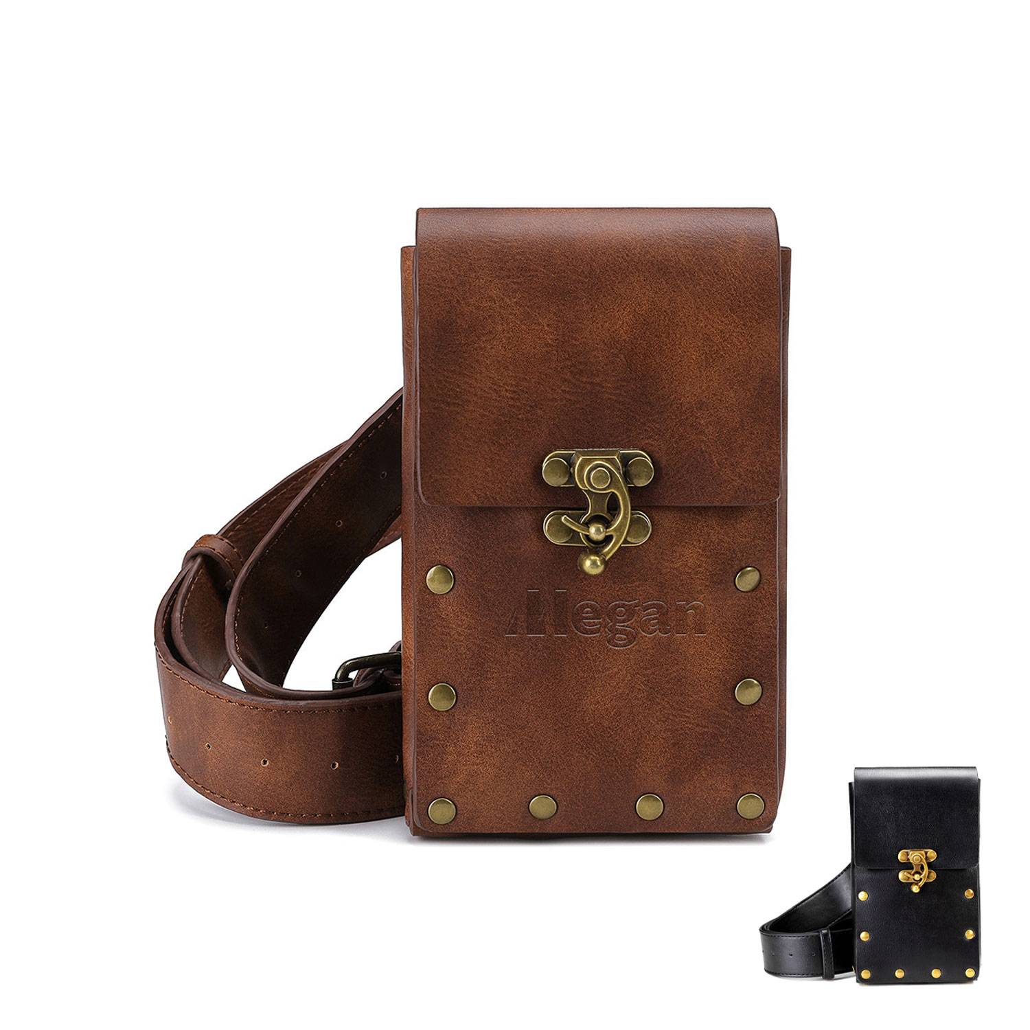 PU retro women's outdoor diagonal sports mini waist bag 5