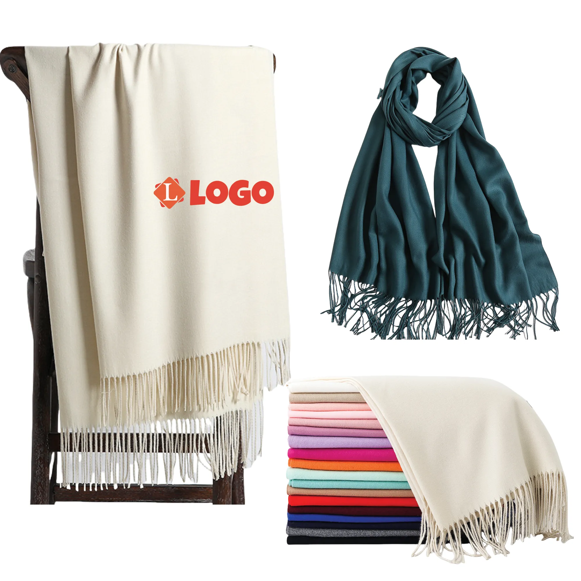 Winter Long Pashmina Wrap Shawl Scarf w/Fringes