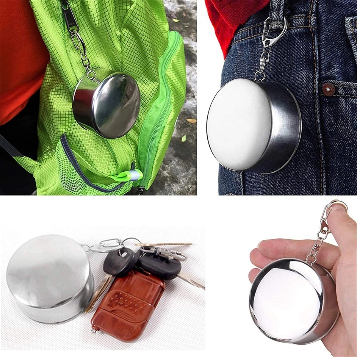 Collapsible Travel Cups Stainless Steel Folding Camping Cup 3