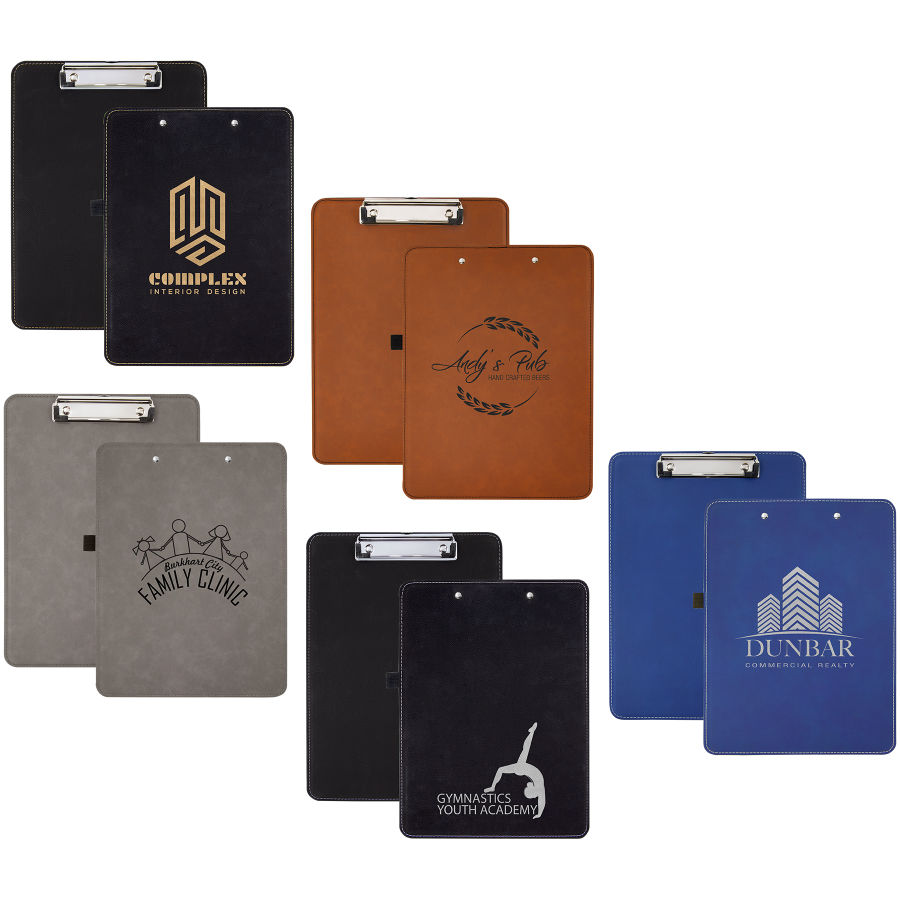 9" x 12 1/2" Black/Gold Leatherette Clipboard 2