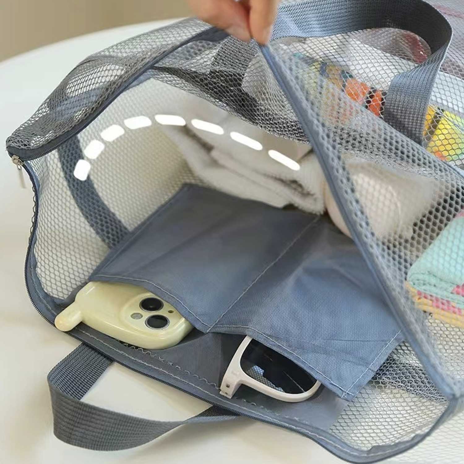 Swim & Travel Organizer Mesh Zipper Beach Tote Bag 5